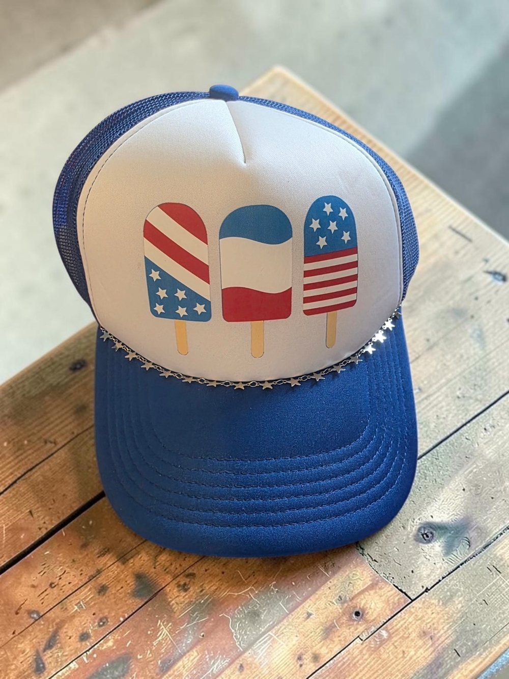 Blue Patriotic Popsicle Trucker Hat